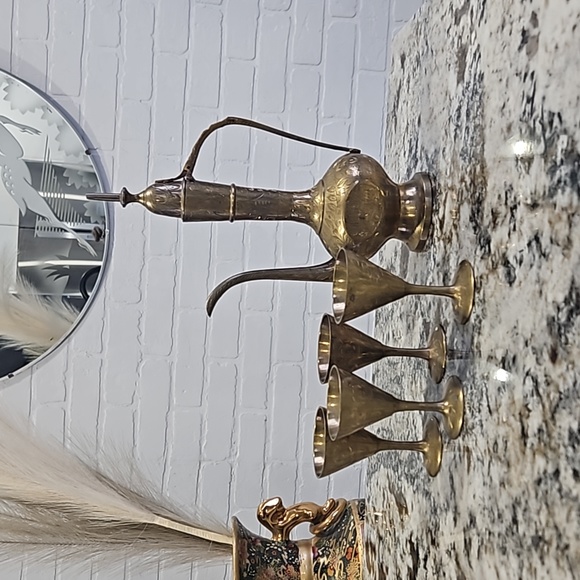 Vintage brass tea set - Picture 2 of 9